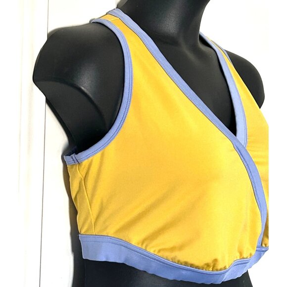 Reebok Yellow & blue Wrap-Style Sports Bra Size M Polyester/Spandex - Picture 2 of 7
